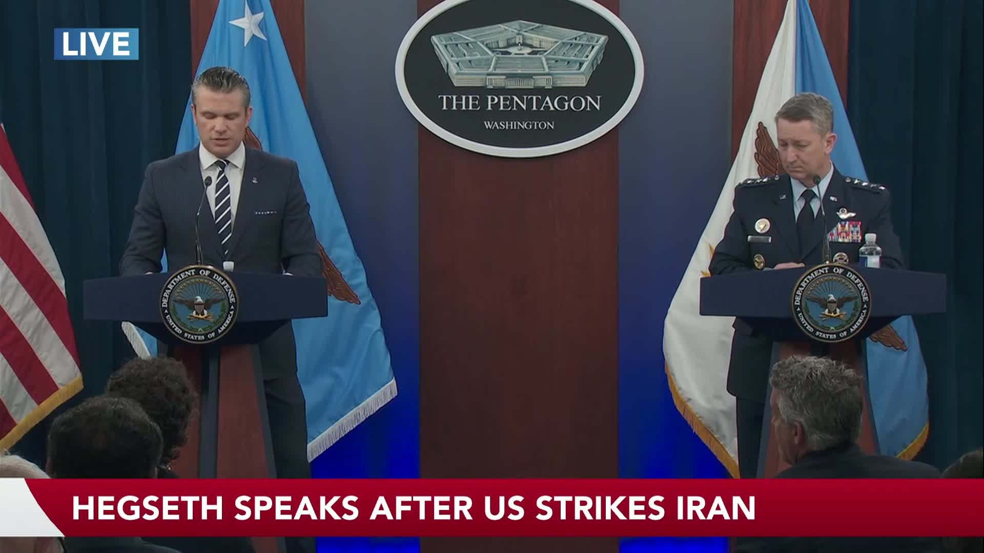 Hegseth and Gen. Caine Detail Air Strikes Against Iran