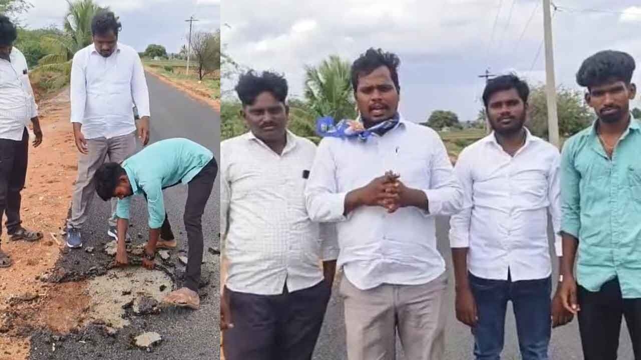 Substandard BT Road in Gadwal Triggers Corruption Allegations: Youth Group Demands Action
