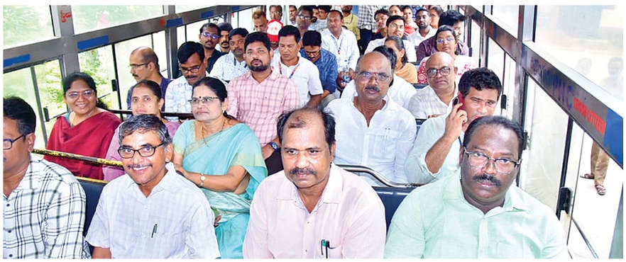 Trial run of buses for Yogandhra