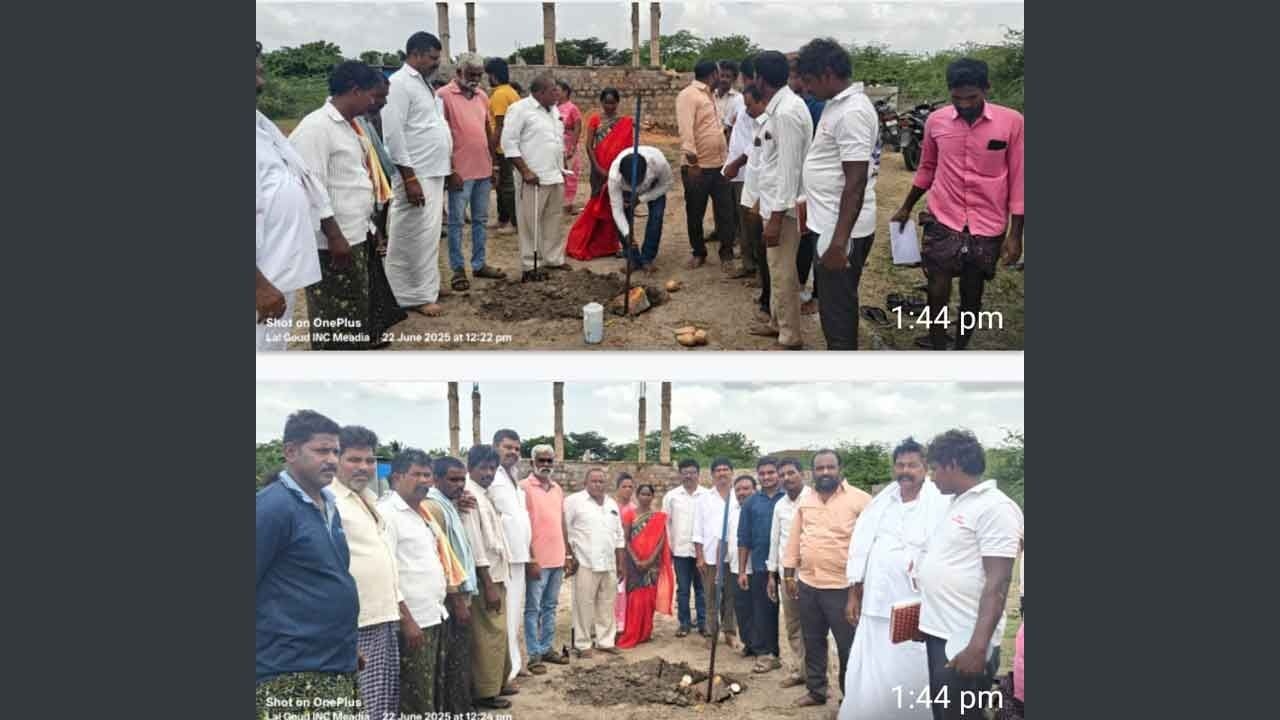 Foundation Laid for Indiramma Houses in Uppala Village with Support from Dr. S.A. Sampath Kumar