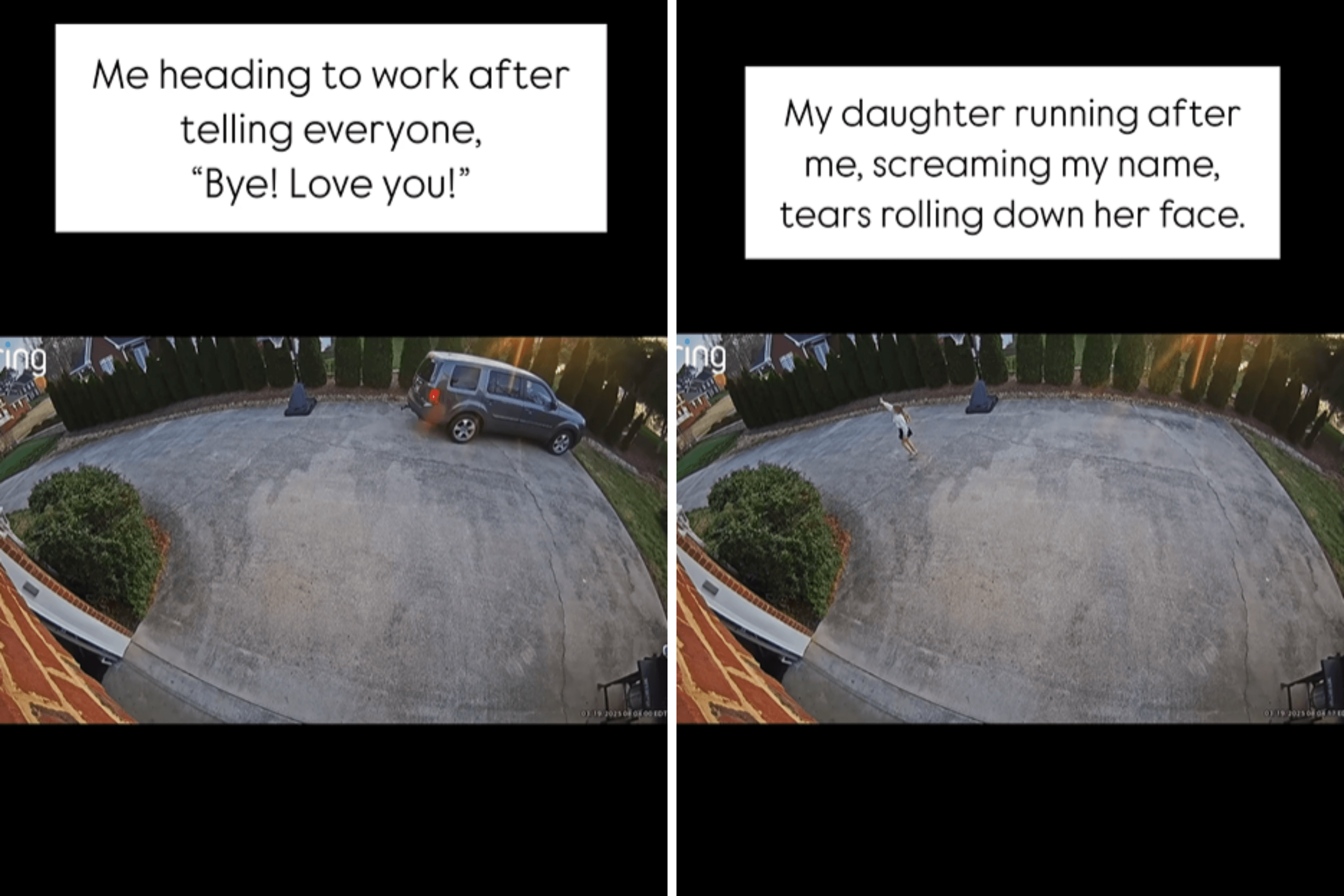 Dad Going to Work Hears 'Wait'—Unprepared for What Security Cam Captures