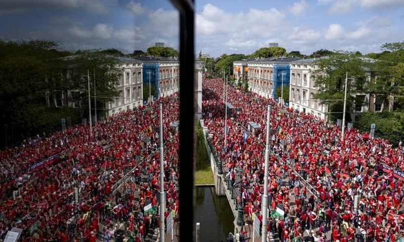 Tens of thousands rally for Gaza in Netherlands, Belgium