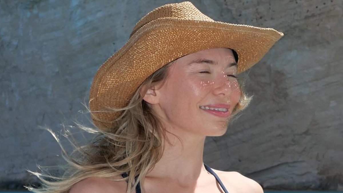 Georgia Toffolo displays her toned figure in diamante and polka dot bikinis as she shares snaps from girls' work trip to Greece