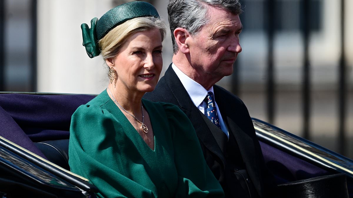 Sophie stuns in green: Duchess of Edinburgh dons chic ensemble as she travels to Trooping the Colour by carriage