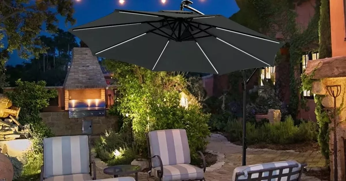 Patio umbrella with built-in lights is perfect as heatwave arrives