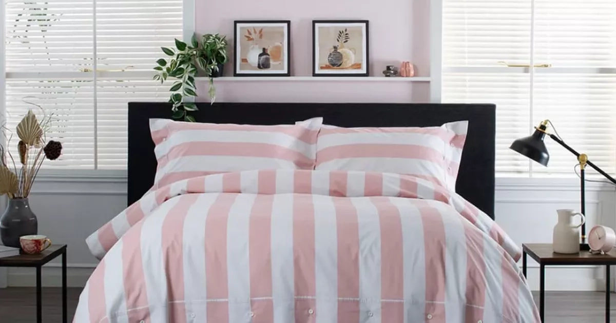'Soft and breathable' striped bedding set reduced from £90 to £36