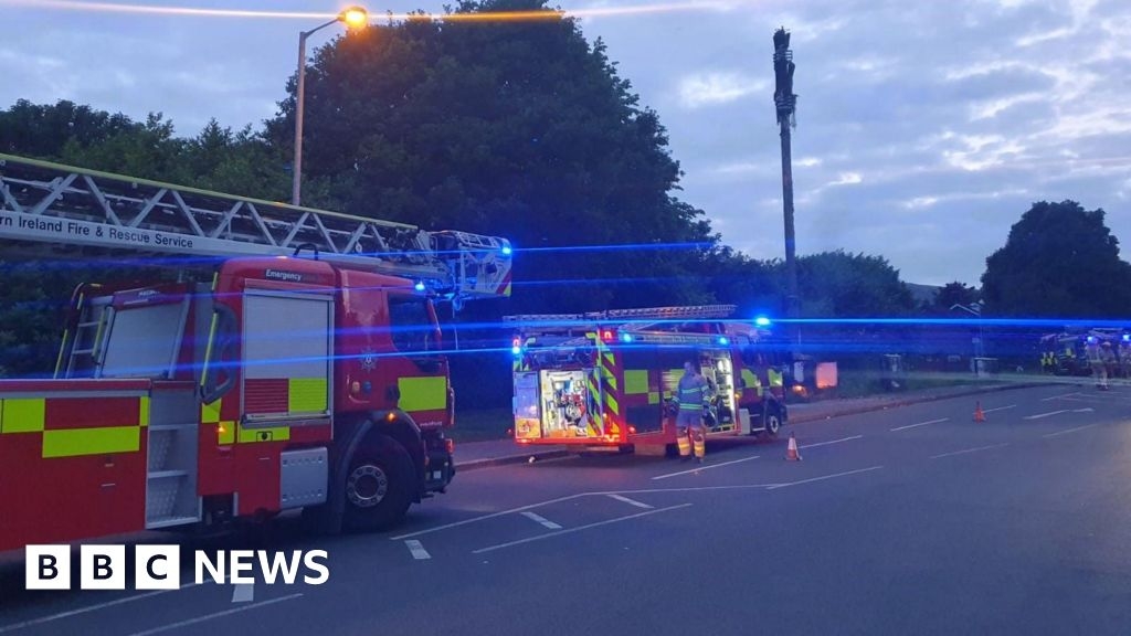 West Belfast: Fire service in attendance at 5G mast blaze