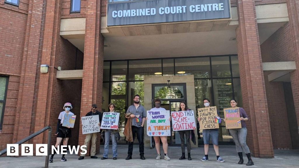 Trans supporters stage protest outside Hull Crown Court