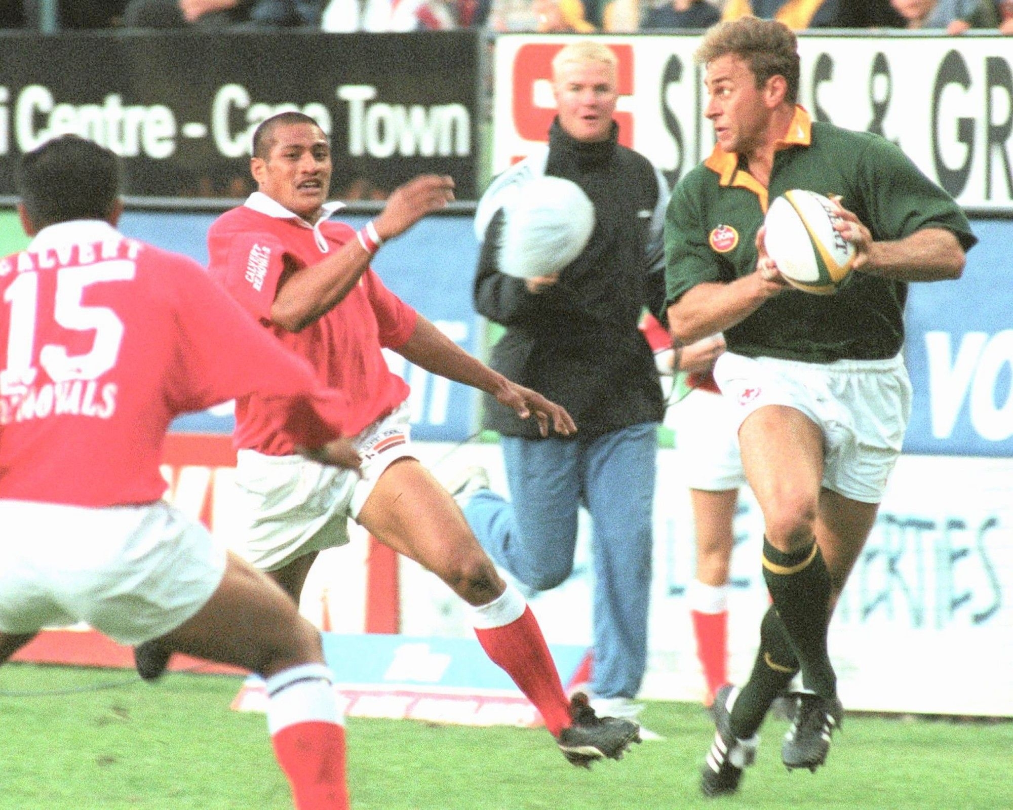 Rugby World Cup 1995 I Samoans break Andre Joubert's hand but not his Springbok spirit