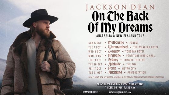 Jackson Dean (US) Announces AU & NZ Dates For The On The Back Of My Dreams World Tour