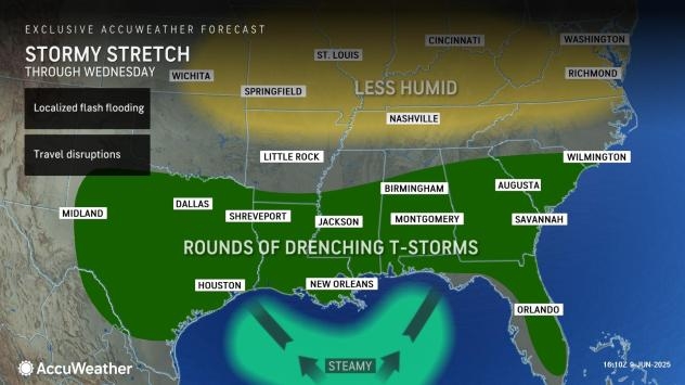 Downpours to unleash flash flooding in Texas, Oklahoma and Arkansas