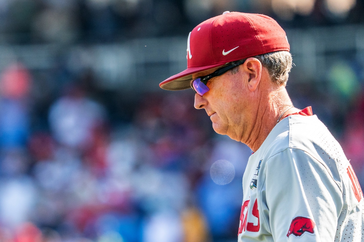 Arkansas' Dave Van Horn Reacts After Loss to LSU