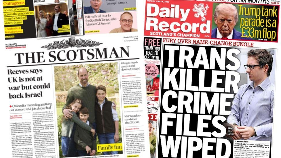 Scotland's papers: UK on Iran standby and trans killer's crime files wiped