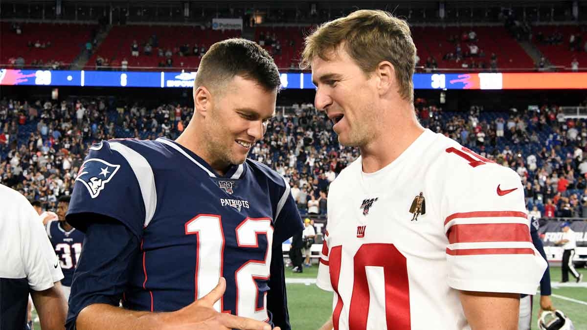 Tom Brady's WWE-style Fanatics Fest entrance interrupted by Eli Manning