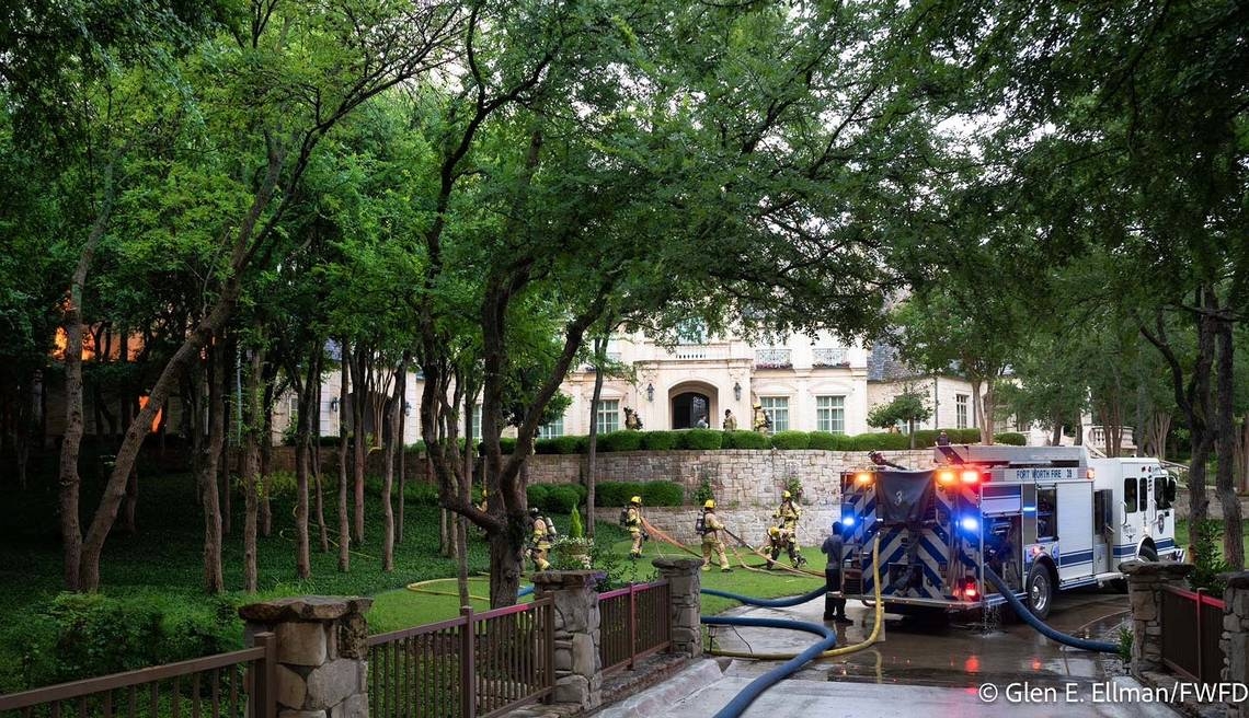 3-alarm fire destroys Fort Worth mansion and injures firefighter, officials say
