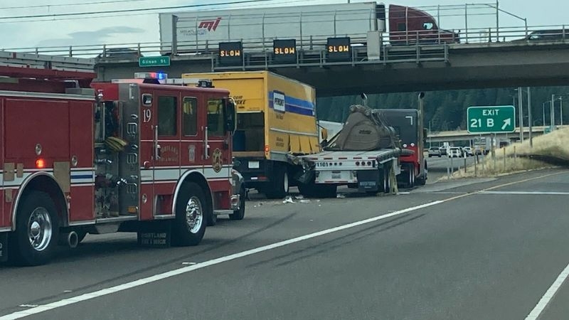 Hazmat spill on I-205 North causes delays after crash