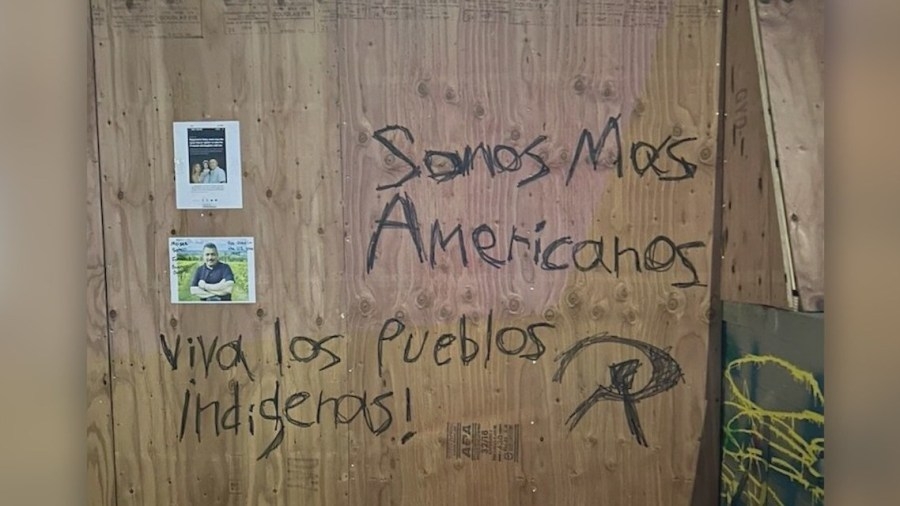 Portland police make 2 arrests for defacing ICE facility, throwing rock at cop
