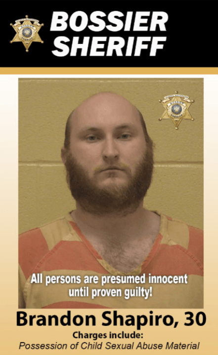 Possession of child sex abuse material arrest in Bossier