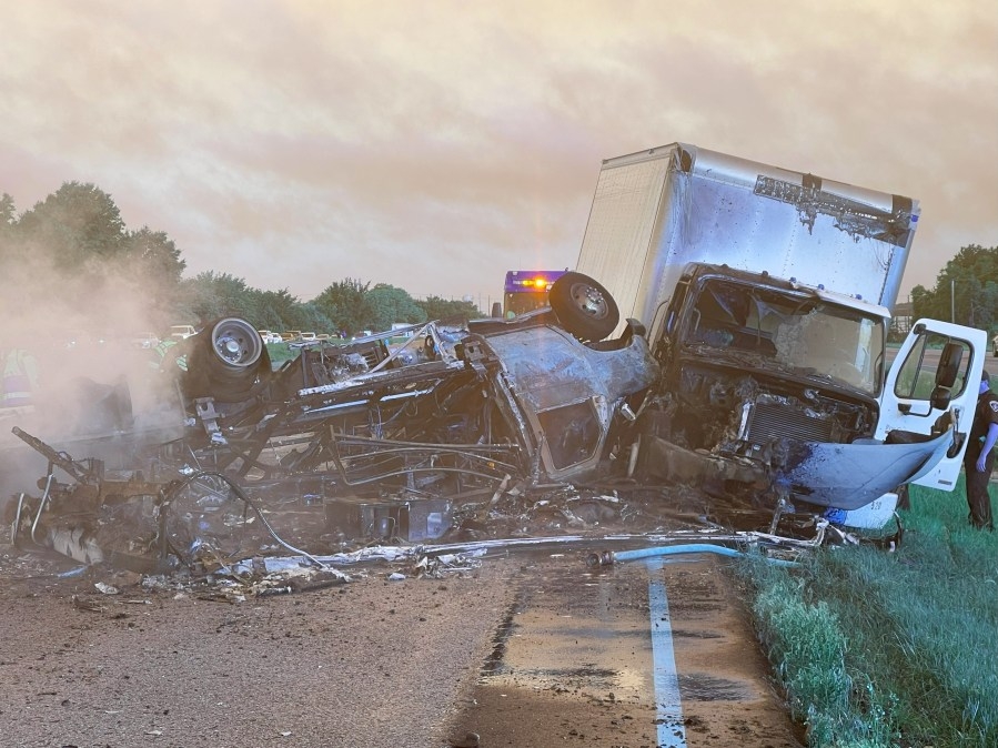 Couple driving RV flips on I-70, causes fiery crash with box truck