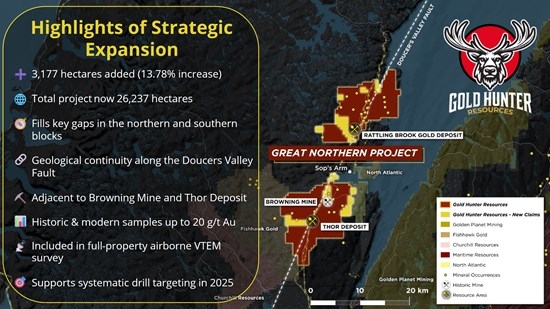 Gold Hunter Reaches Agreement to Expand Land Package at Great Northern Project with Strategic Acquisitions