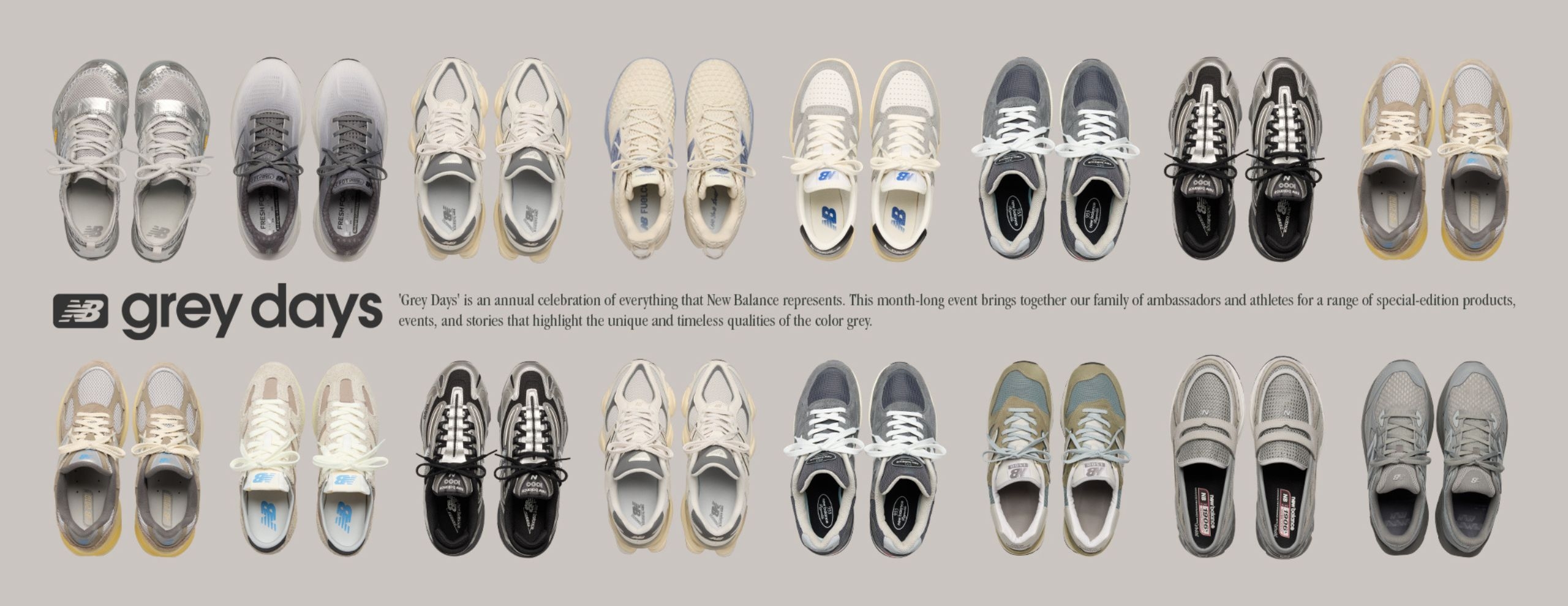New Balance celebrates its annual Grey Days in a month-long celebration featuring new grey styles