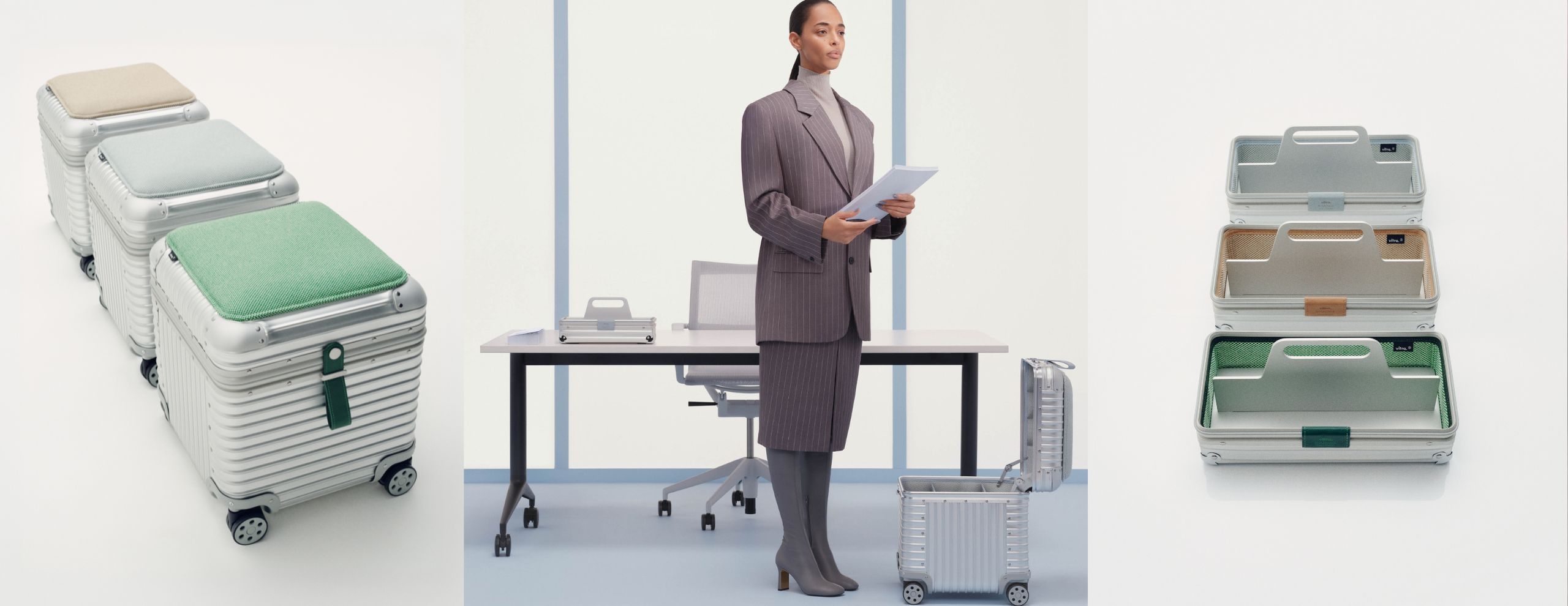 RIMOWA teams up with Swiss furniture designers Vitra for a limited edition collaboration featuring a stool and a toolbox