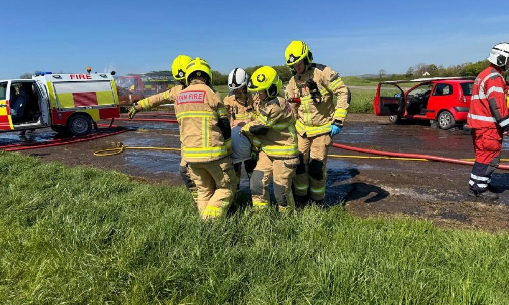 Fire crews test skills in airport training exercise