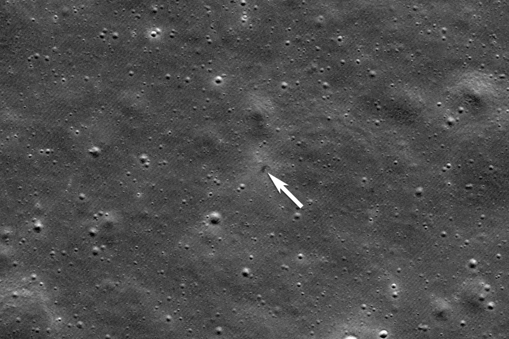 NASA spacecraft around the moon photographs the crash site of a Japanese company's lunar lander