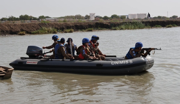 United Nations Mission in South Sudan (UNMISS) Peacekeepers conduct lifesaving flooding measures