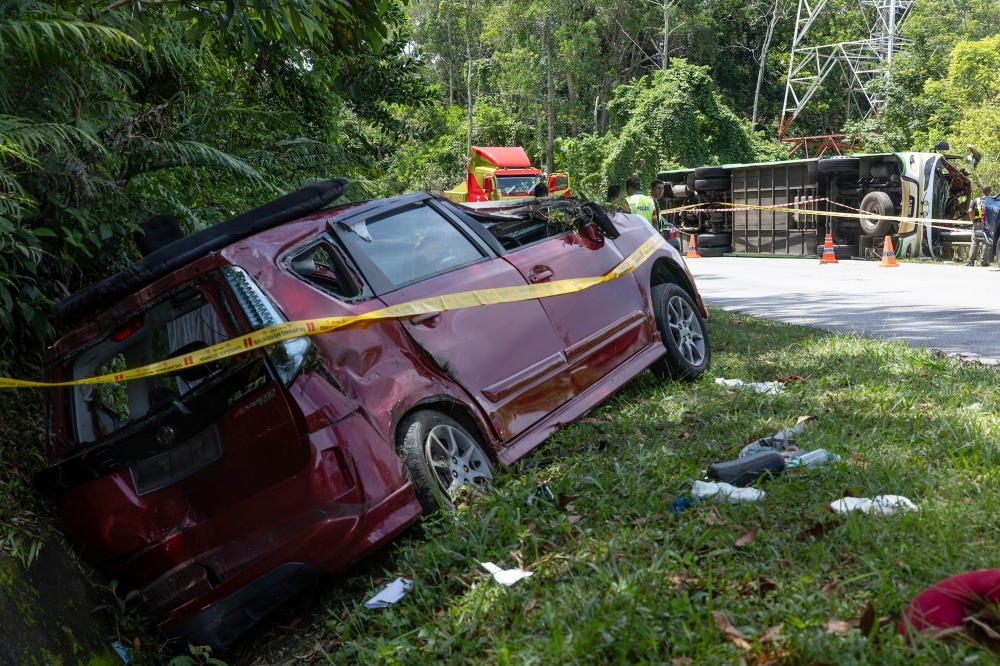 Family of four in MPV survive collision with UPSI bus; driver discharged, wife and kids still hospitalised