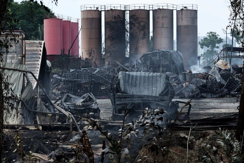 Worker flees Johor oil store fire as blaze destroys lorry, shocks residents who ‘didn't even know' facility was there