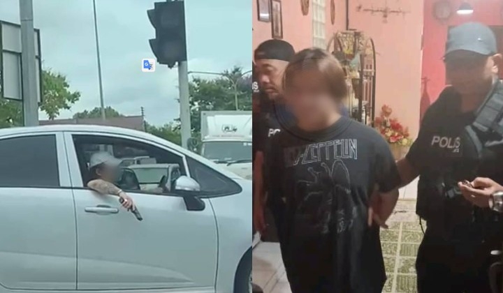 [Watch] Kuching Driver's Gun Show Gets Him Arrested In Hours